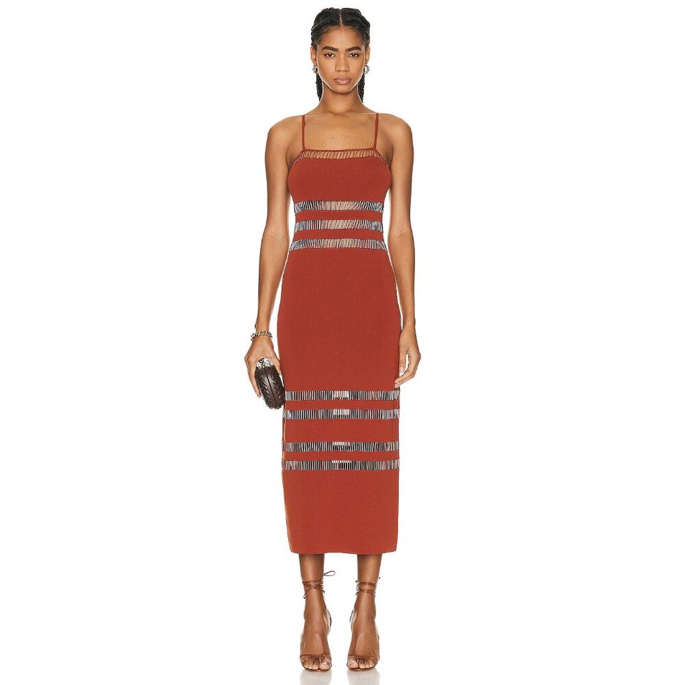 NWT CULT GAIA TANNIN OLITAN KNIT BEADED MIDI DRESS